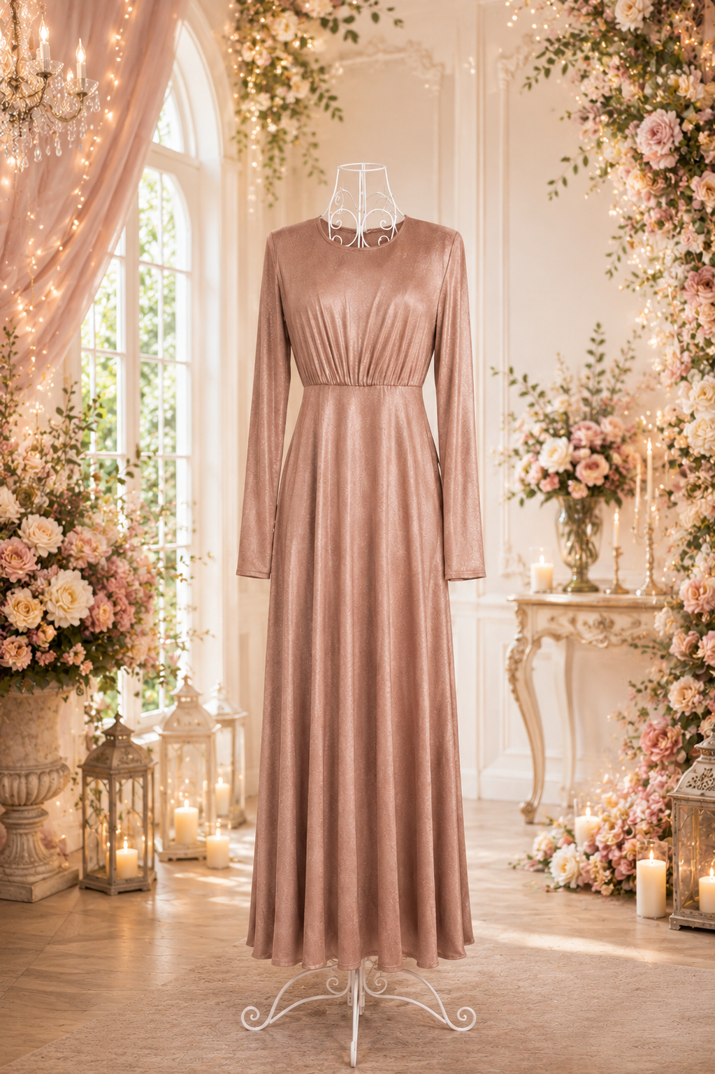 Goldenes Maxikleid mit edlem Schimmer