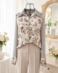 Romantic Stripe Flower Bluse