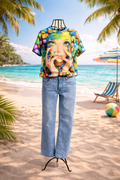 Damen T-Shirt mit buntem Art-Print