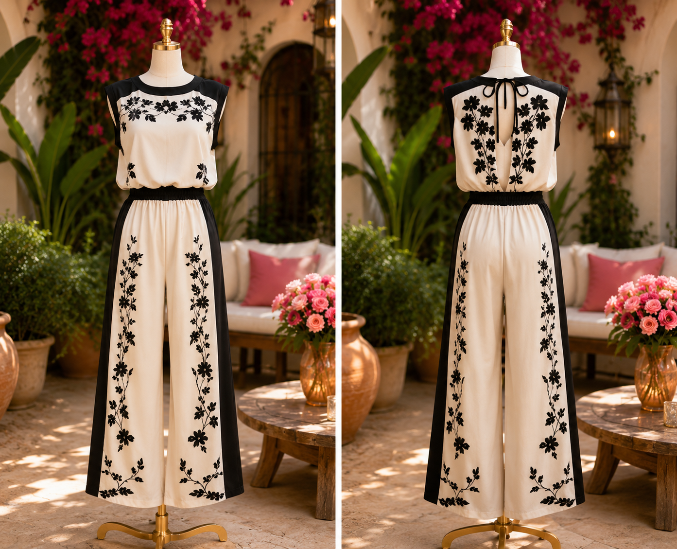 Jumpsuit Black & Cream Romance